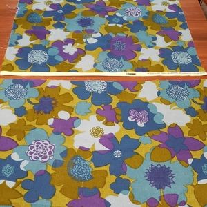 Vintage Flower Fabric - 3 pieces, Cool 60s colors